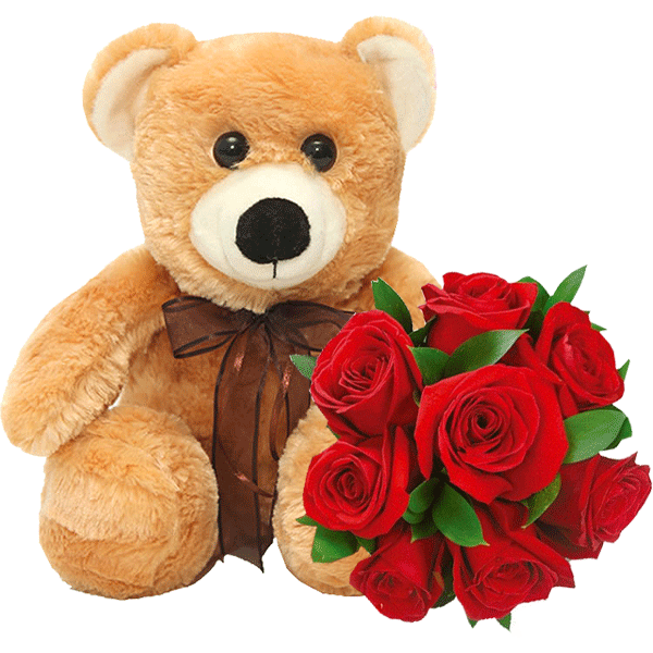 Urso Caramelo e Flores