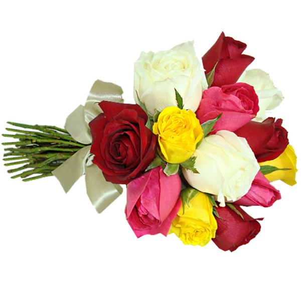 Buquê com 12 Rosas Coloridas