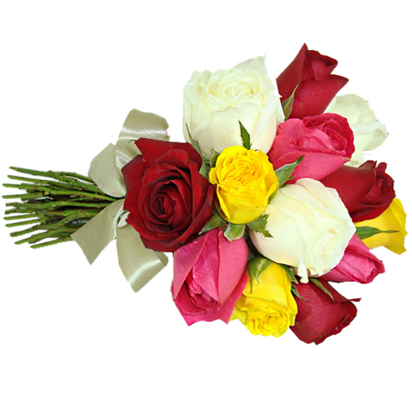 Buqu com 12 Rosas Coloridas