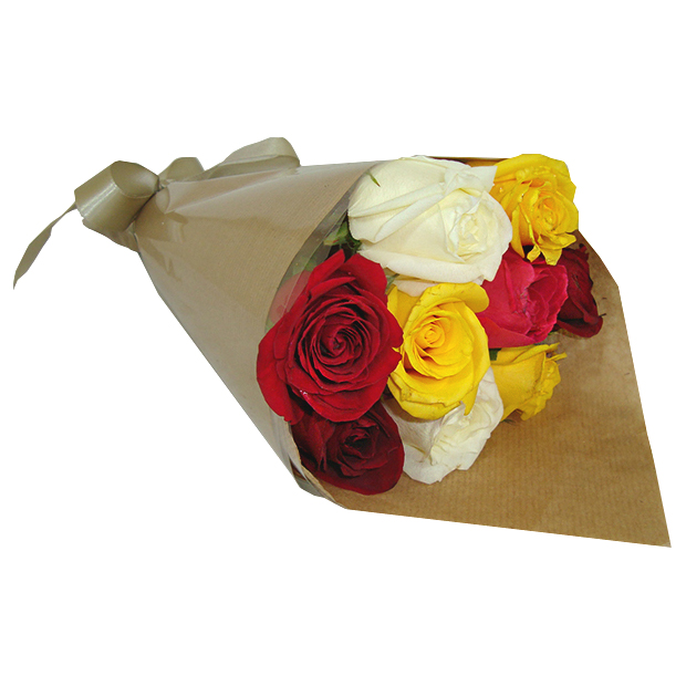 Buqu com 9 Rosas Coloridas