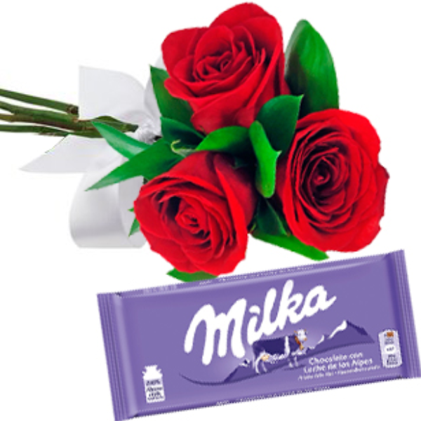 Buqu Rosas Vermelhas com Milka