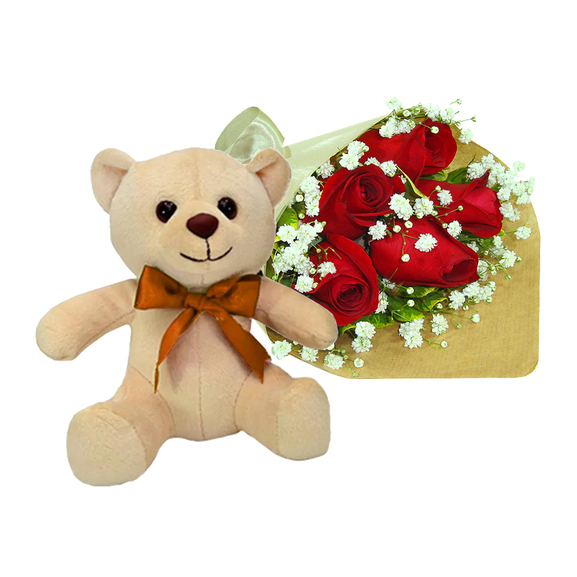 Urso Branco com Rosas Vermelhas