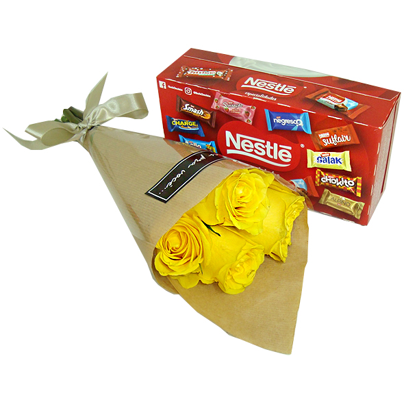 Buqu de Rosas Amarelas com Bombons