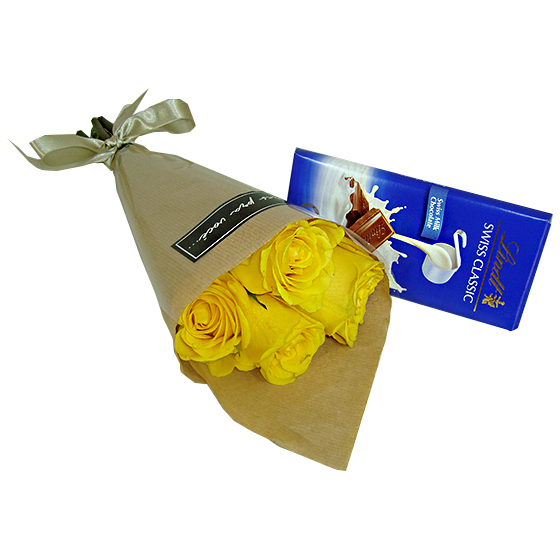 Buqu de Rosas Amarelas com Lindt