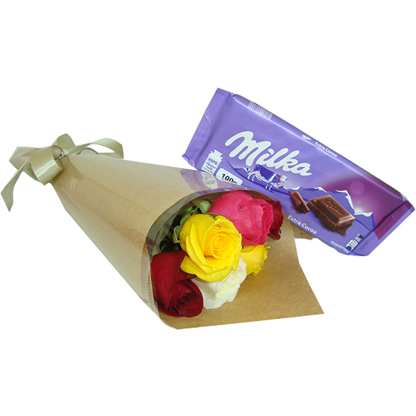 Arranjo colorido com Milka