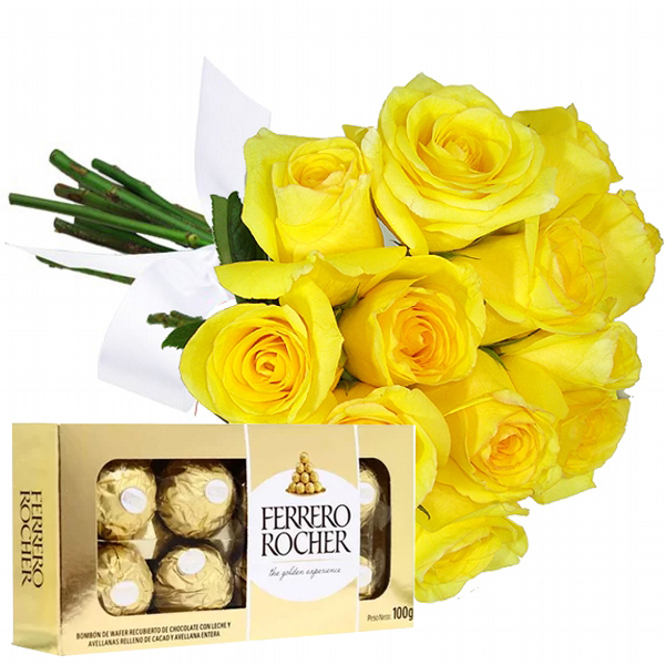 Rosas Amarelas com Ferrero Rocher