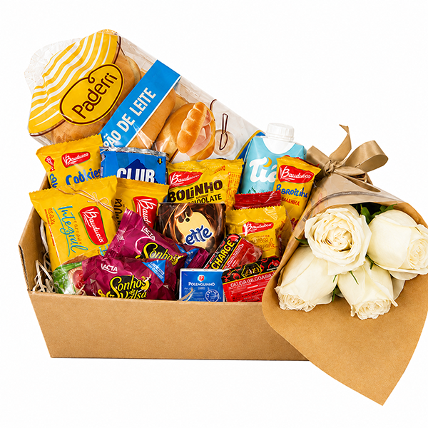 Cesta Caf� e Rosas Matinal
