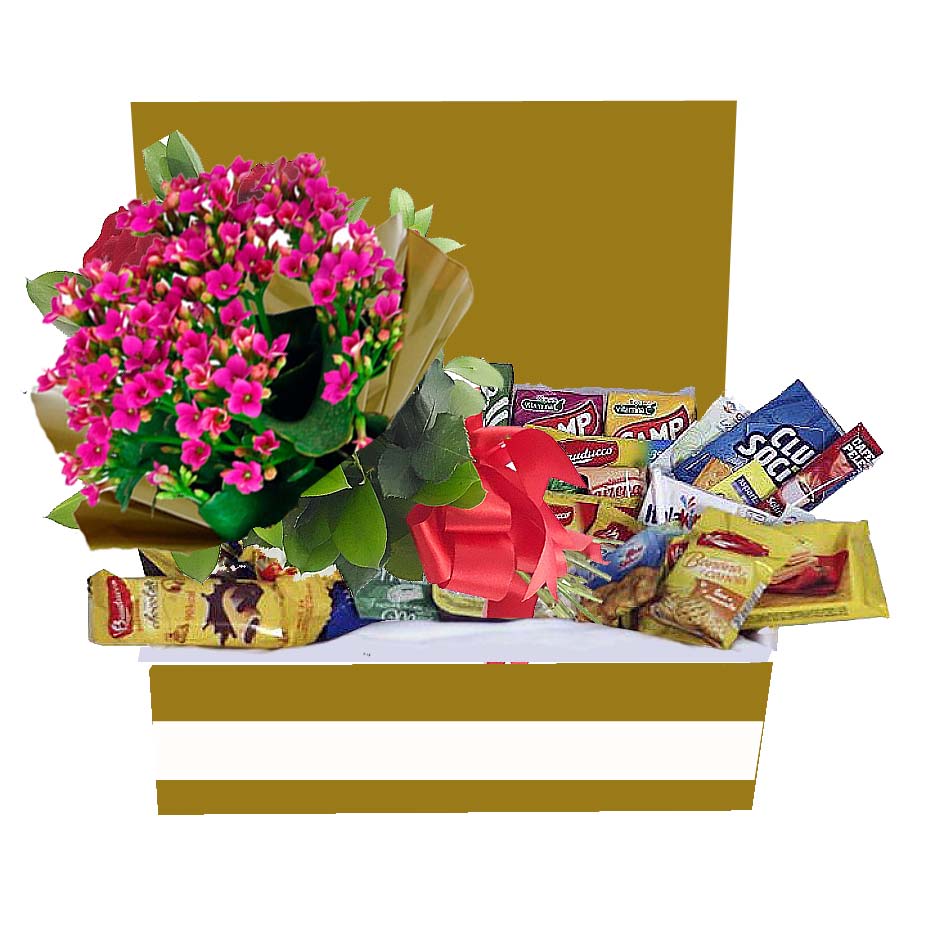 Cesta de Cafe Da Manha Com Flores