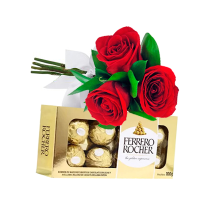 3 Rosas Vermelhas e Chocolate