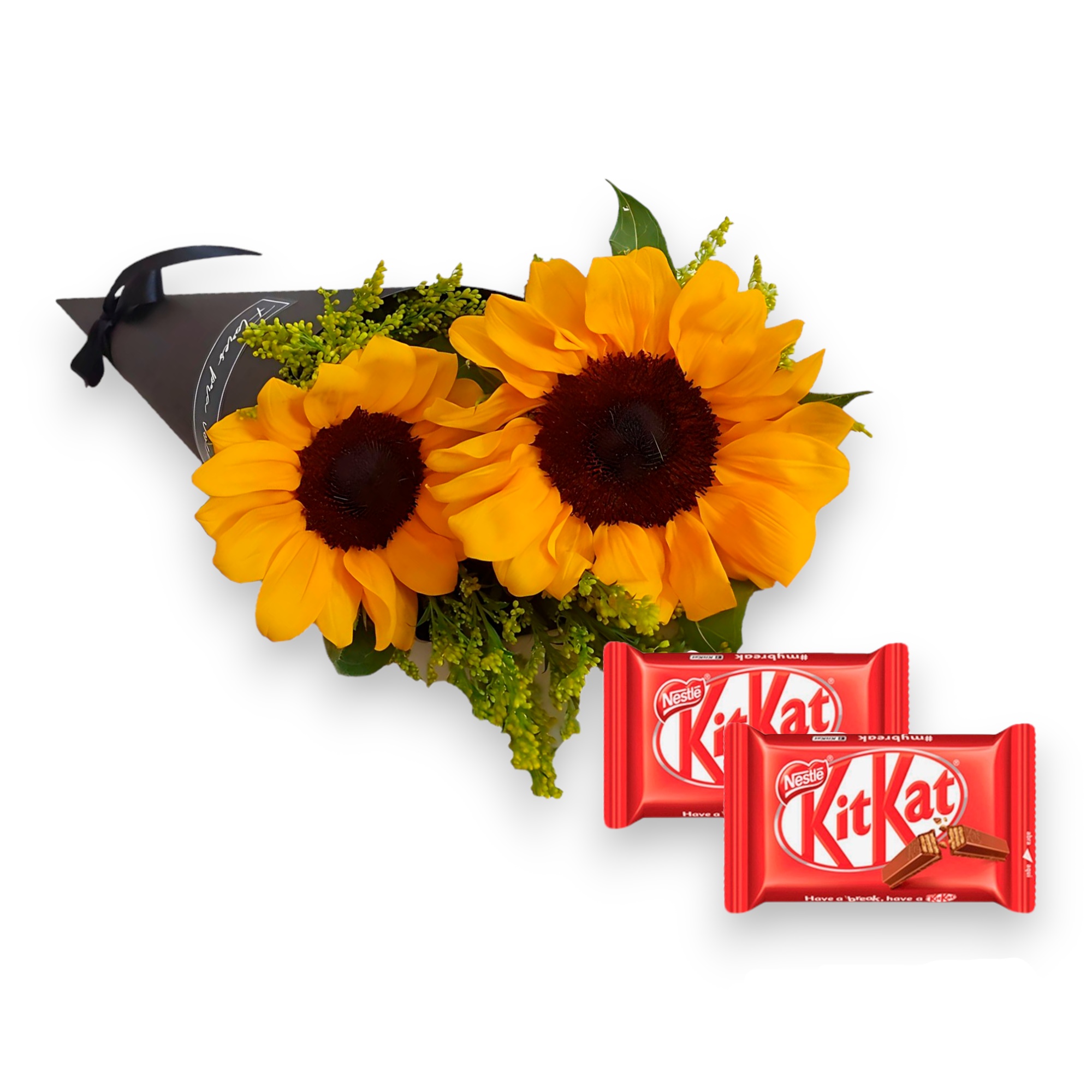 Cone Black de Girassol e Kit Kat