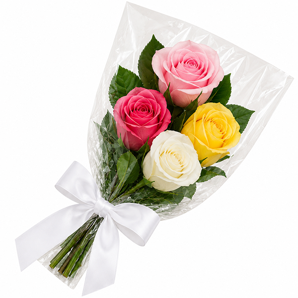 Buqu� com 4 Rosas Coloridas