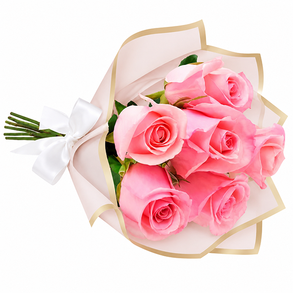 Buqu� com 6 Rosas Rosadas