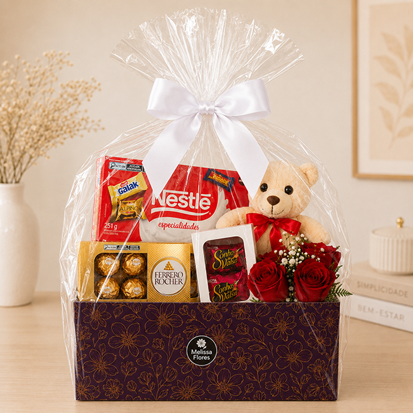 Kit Presente Com Chocolates e Rosas