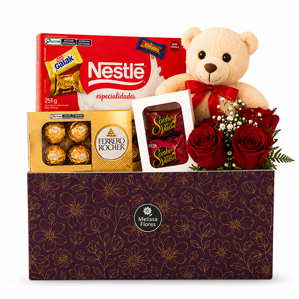 Kit Presente Com Chocolates e Rosas