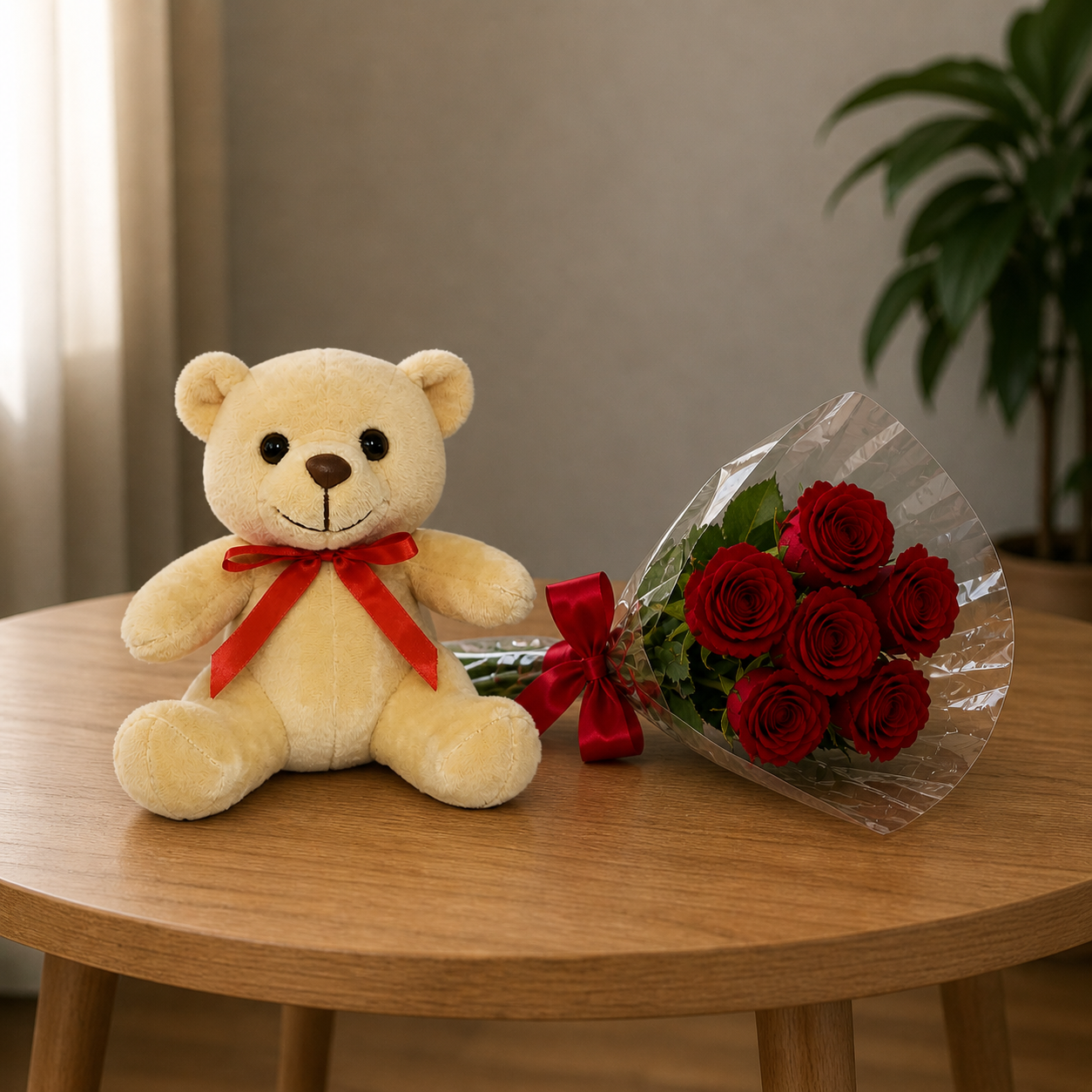 Buqu� de Rosas e Ursinho