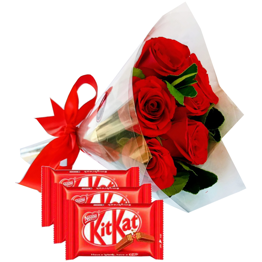 Buqu� de Rosas e Trio KitKat