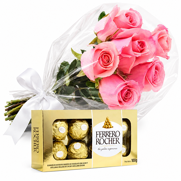Buqu� Rosas Rosadas com Bombons