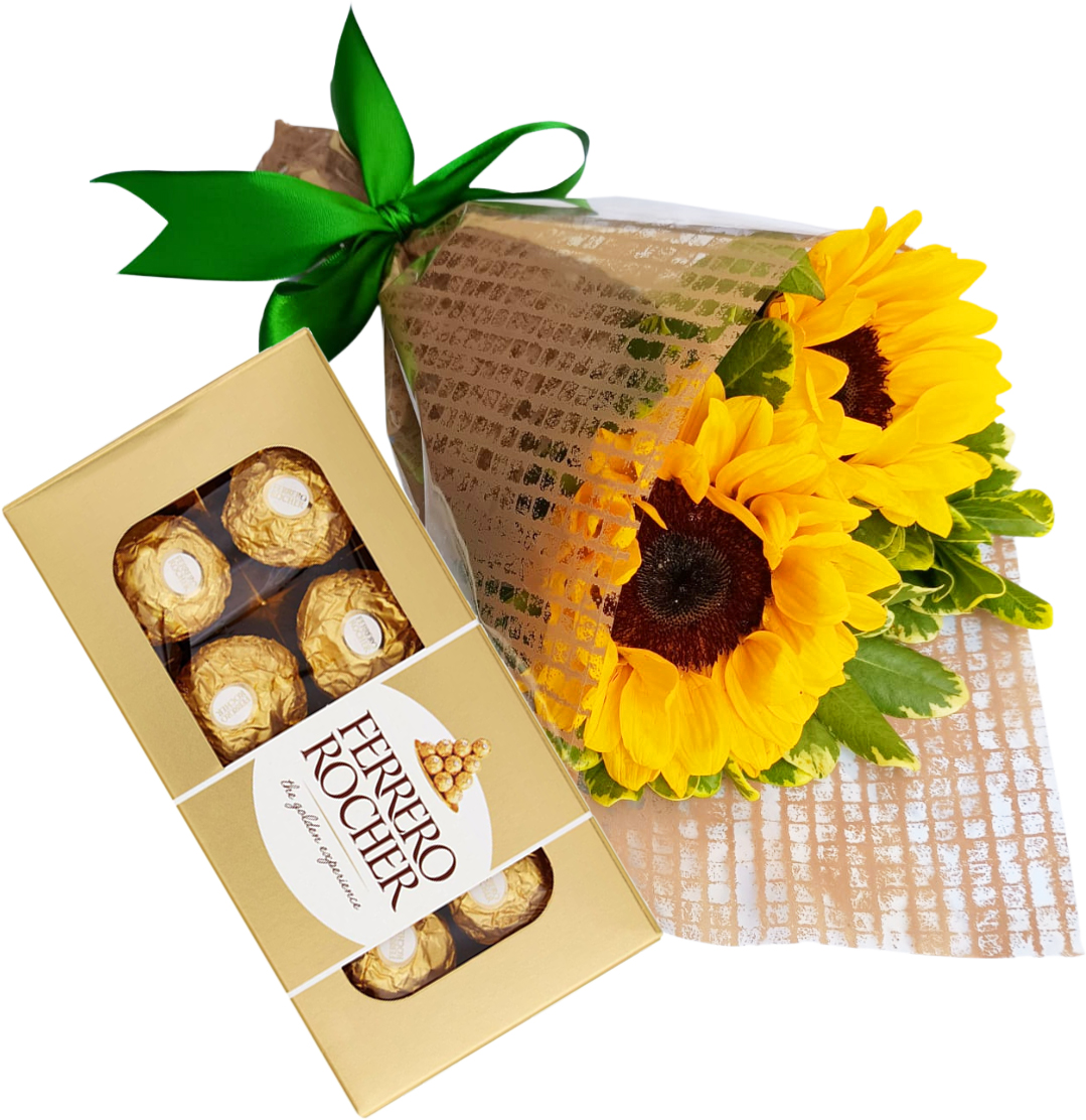 Arranjo de girassol com Bombons