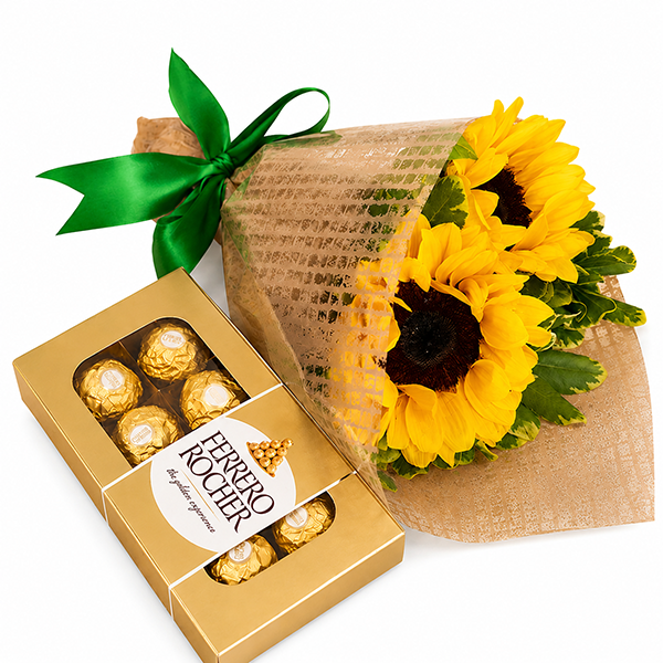 Arranjo de Girassol com Ferrero