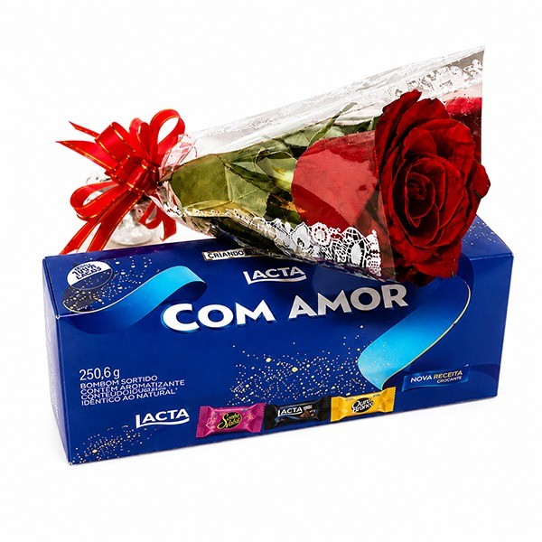 Rosa Colombiana Apaixonante com Bombom Lacta