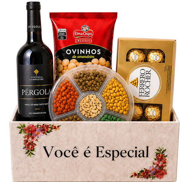Cesta Especial com Vinho e Ferrero Rocher