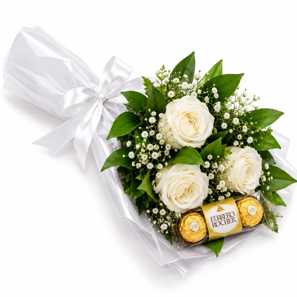 Buqu� Encanto Branco com Ferrero Rocher