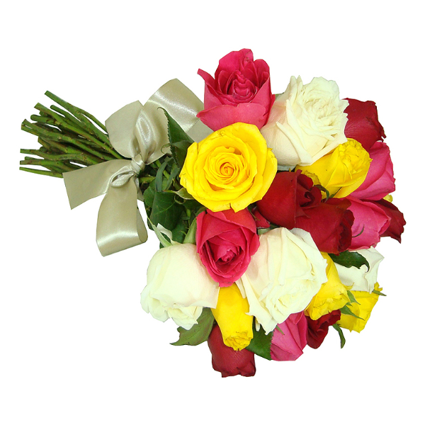 Buqu com 18 Rosas Coloridas