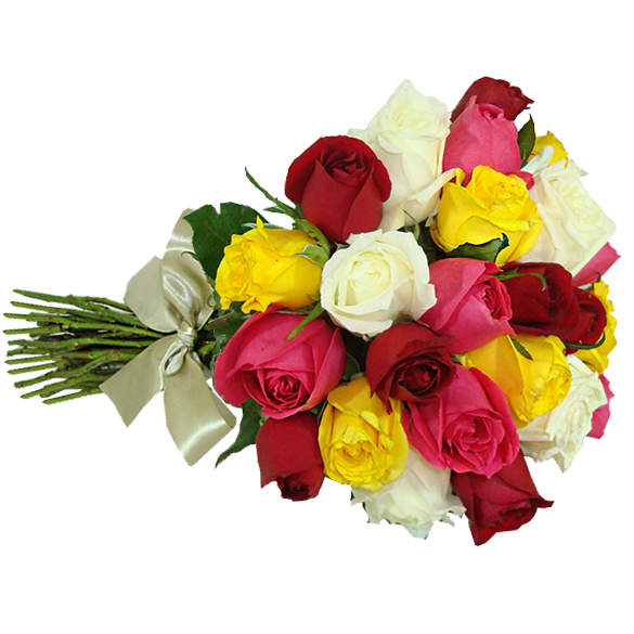 Buquê com 24 Rosas Coloridas