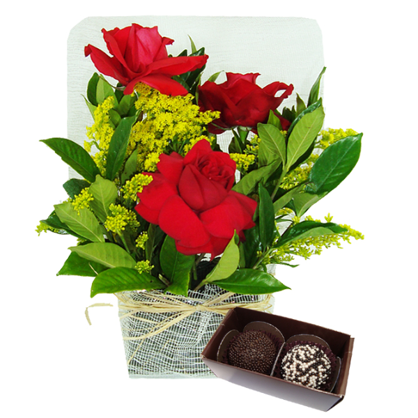 Trio de Rosas e Brigadeiros