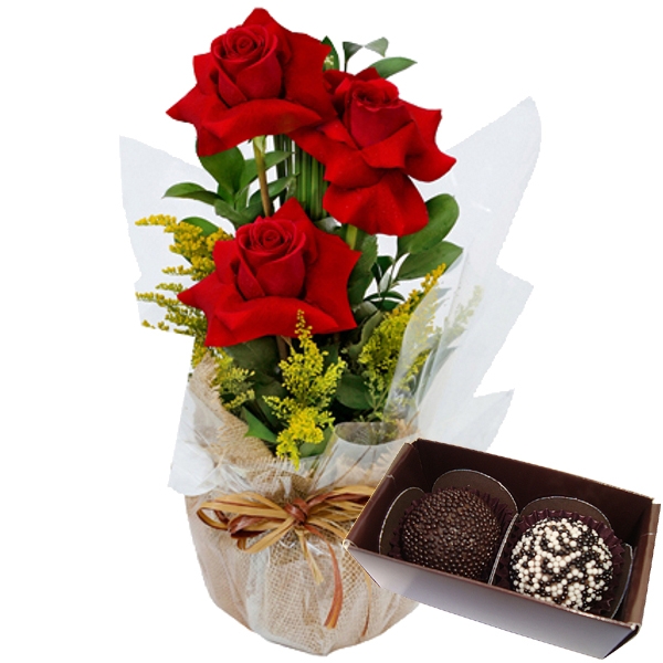 Trio de Rosas e Brigadeiros