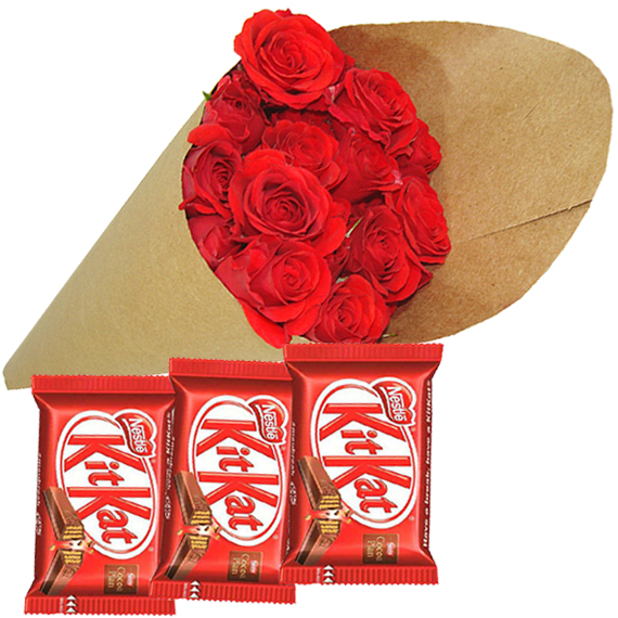 Buqu de Rosas Spray com Kit Kat