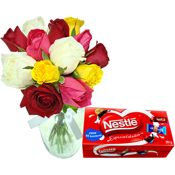 Vaso Multicolor com Chocolates