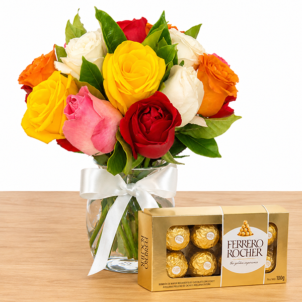 Vaso Multicolor com Chocolates